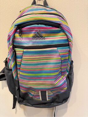 adidas Rainbow Stripe Backpack in Gray Accents